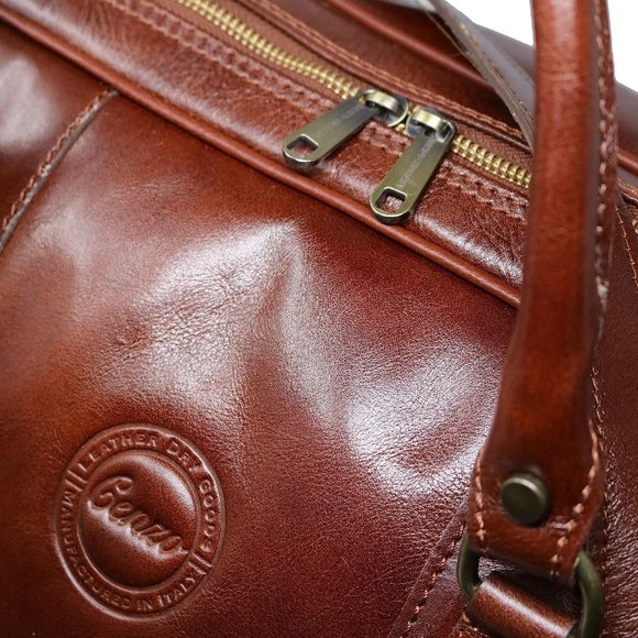 Cenzo Duffle Vecchio Women Leather Brown Italian Weekender Travel Bag - Picture 5 of 7